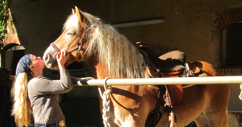 Ich küsse mein Pferd auf die Nase